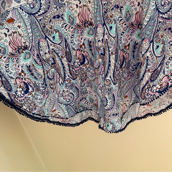 VICTORIA Secret Paisley Boho Print Tassel Pom Pom Trim SwimSuit Coverup Size L - Picture 9 of 11